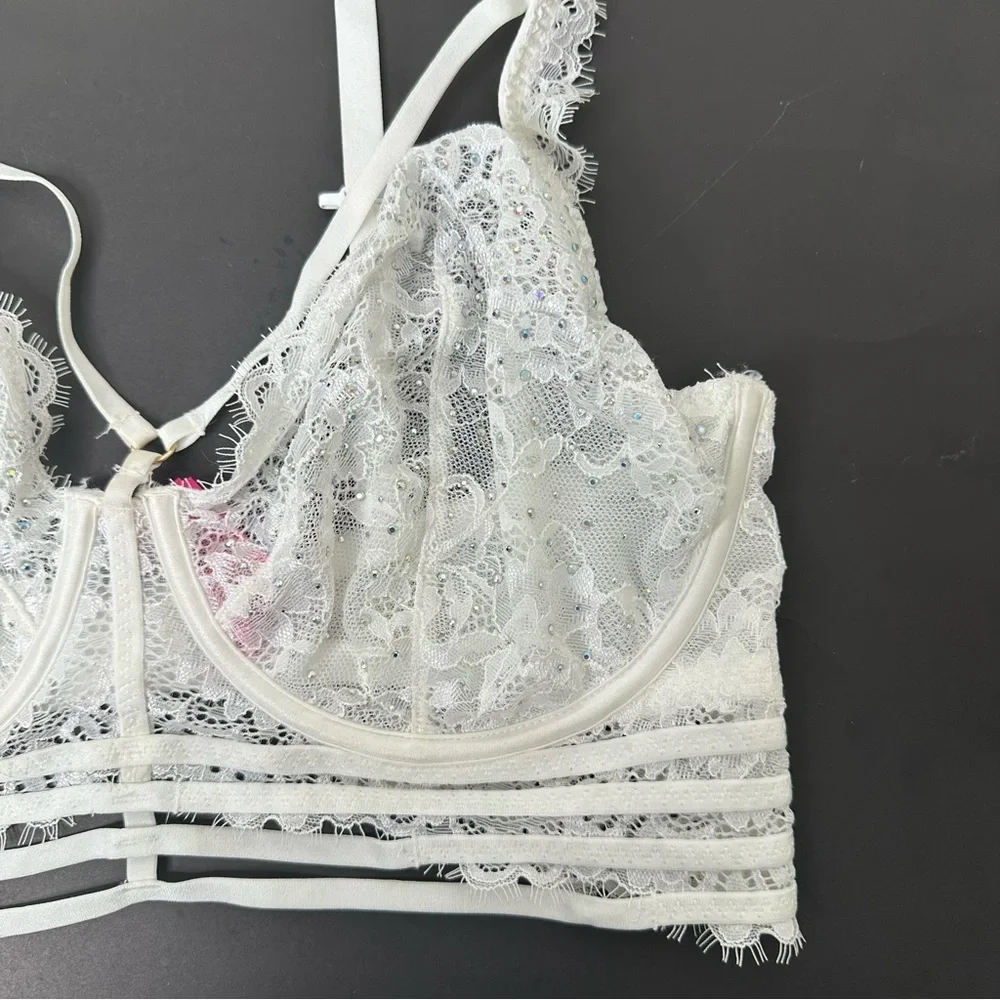 La Senza women’s white rhinestone bra size 36DD - Picture 3 of 13